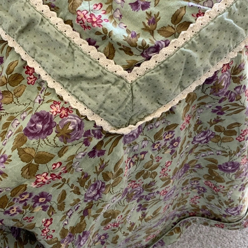 April Cornell queen duvet cover green, purple, pink floral